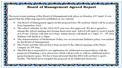 Board of Management Agreed Report 